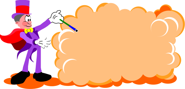 The cartoon shows a character with an exaggeratedly large top hat standing next to smoke that is billowing out of what appears to be a fire hydrant on wheels; there's also another figure in front, seemingly controlling the situation by pulling levers or pushing buttons while wearing gloves and holding something resembling a magic wand.