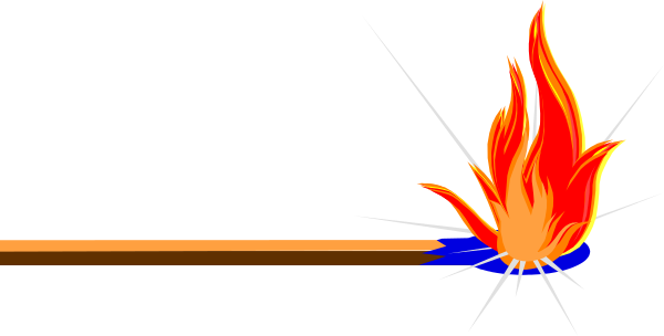 The image shows a cartoon depiction of an explosion with fire emanating from it on what appears to be a dark background; there is no text present in this clip-art illustration.