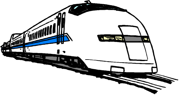 The image shows a train on tracks at night with headlights illuminated against a dark background.