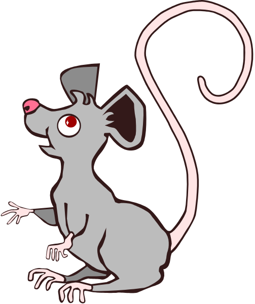 The image shows a computer mouse with an attached cord on top of a surface that appears to be water due to its reflection; there is no other discernible content in this small clip-art illustration.