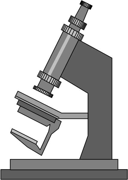 The black and white illustration shows a microscope on top of an adjustable stand with two knobs for height control at either end.