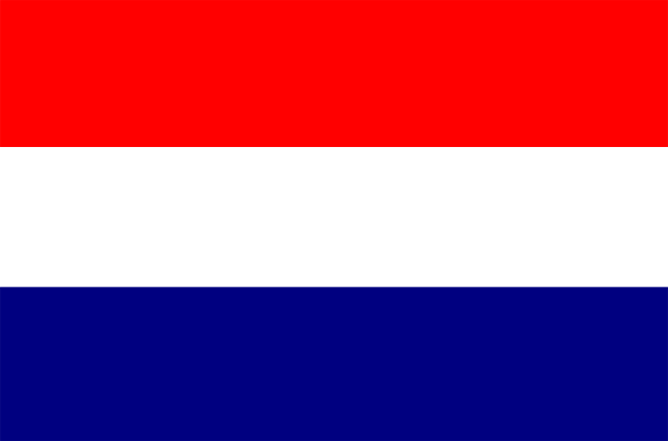 The image shows a red stripe on top of two blue bars with black borders against a gray background.
