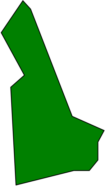 The image shows a green outline of an object that resembles a stylized maple leaf shape with no interior detailing inside it against a dark background.