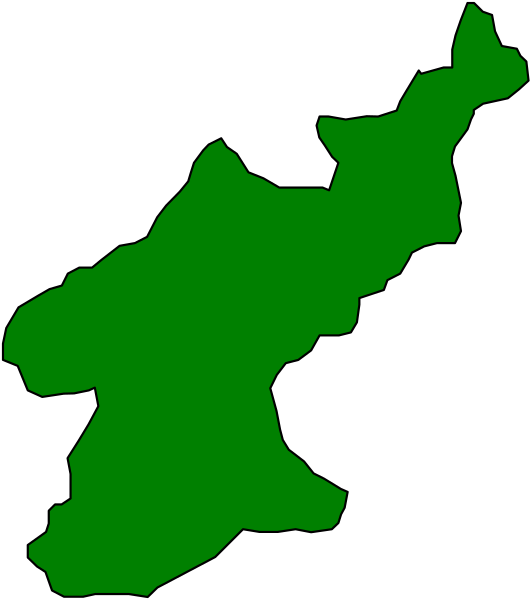 The image shows a stylized map of an island with green landmasses on it against a black background.