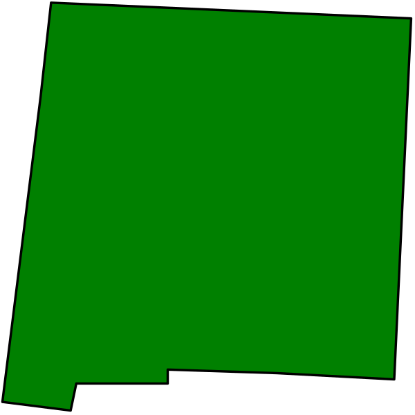 The image shows a green rectangular shape that resembles an outline of Arizona with two smaller pieces missing from it on top left corner against black background.