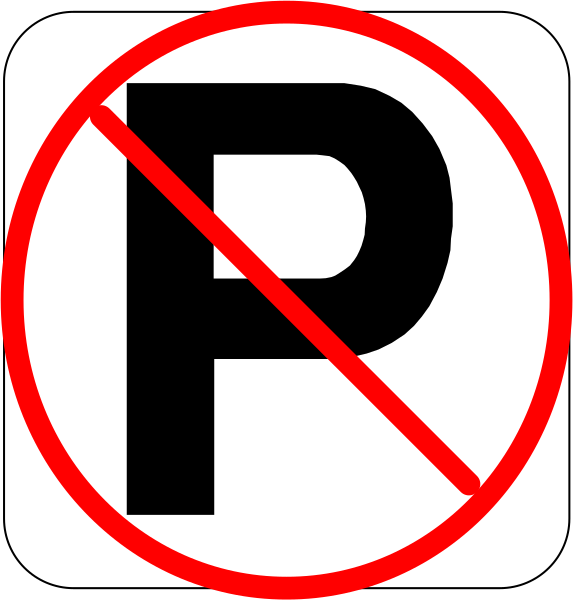 The image shows two signs with a red circle through them on top of each other against a black background; there is no text present in this clip-art representation.