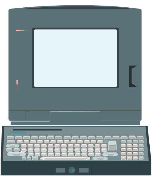 The image shows a laptop computer with an open screen displaying text on it, placed against a plain background that does not provide any additional context about its location or environment.