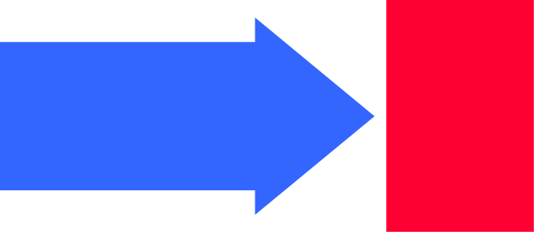 The image shows a simple line drawing of two arrows pointing to each other with an arrowhead on top indicating direction change from one color (red) to another (blue).