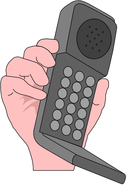 The illustration shows a hand holding an old rotary telephone with black buttons against a dark background; there is no text present in this image.