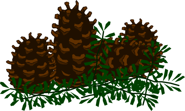 The image shows a black silhouette of pine trees with red berries against an orange background on what appears to be a Christmas card design.