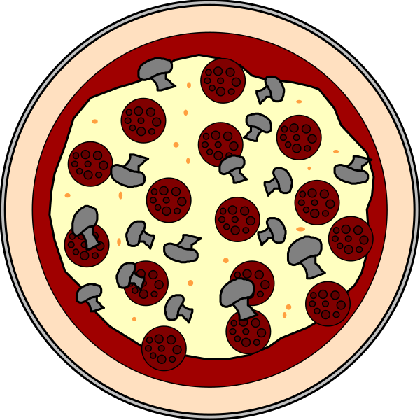 The image shows a pizza with mushrooms on it placed next to another identical looking pizza without any visible differences between them.