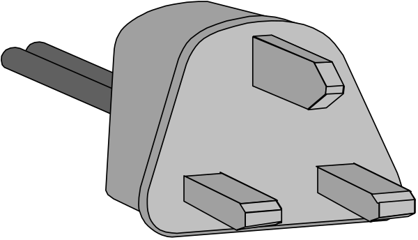 The image shows a USB cable plugged into an outlet with two visible prongs on either side of it.