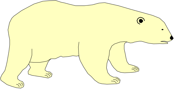 The image shows a black and white silhouette of an adult polar bear standing on its hind legs with two front paws raised in what appears to be a playful manner against a dark background.