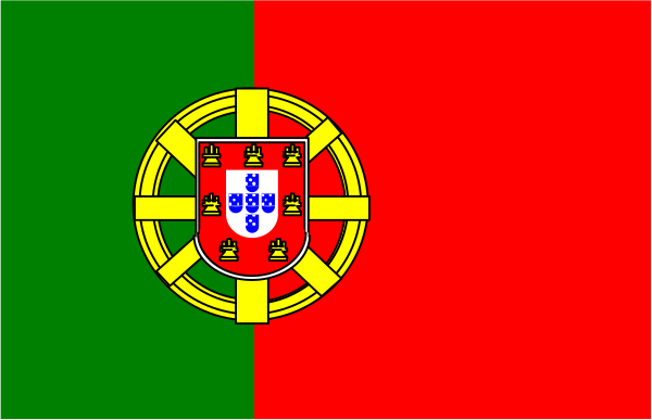 The flag of Portugal with a green stripe on top left corner.