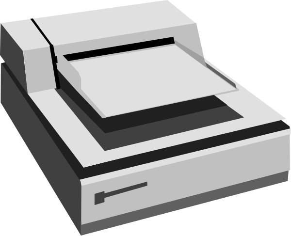 The image shows a white printer with an open top on its side next to another closed box that appears similar but is smaller in size.