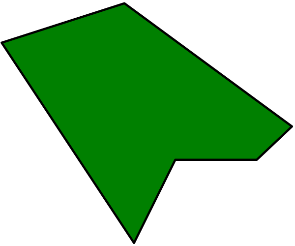 The image shows a green abstract shape with black outlines against a dark background on what appears to be an electronic device screen displaying it as part of some sort of graphical interface.