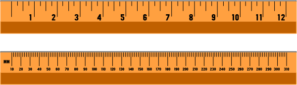 The image shows a ruler with measurements on it placed next to an object that appears to be a meter stick labeled "10 meters."