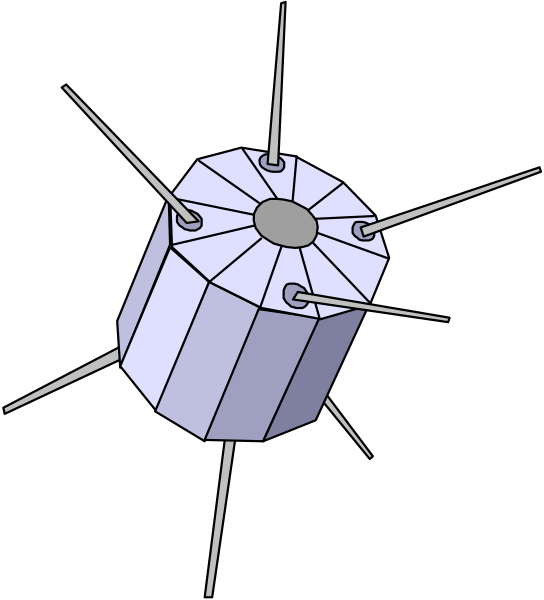 The image shows a satellite dish with multiple antennas on it against a black background.