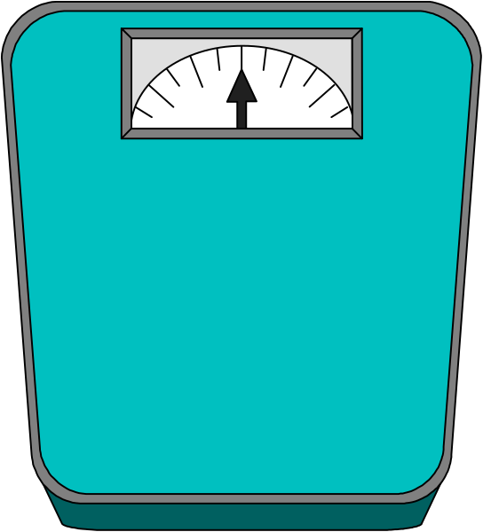 The image shows a blue refrigerator with an open door revealing its interior; there is no food inside it but instead of that, we can see a scale on top right corner indicating weight measurement in pounds.