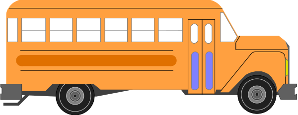 The image shows a school bus on an empty road at night with no visible textures or details to provide additional information about its surroundings.