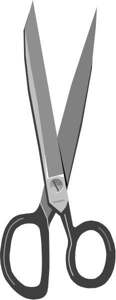 The image shows a pair of scissors with blue handles against a black background.