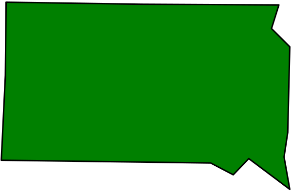 The image shows a green state outline with an irregular shape on top of it that resembles a piece of paper being torn off from one side to another in two directions.