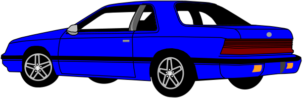 The image shows a blue car with white wheels parked on an unseen surface at nighttime.