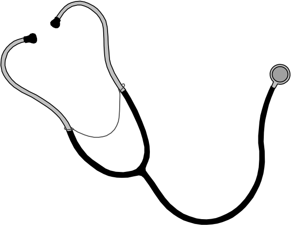 The image shows a black background with two white stethoscopes on it; there is no text present within this clip-art graphic.