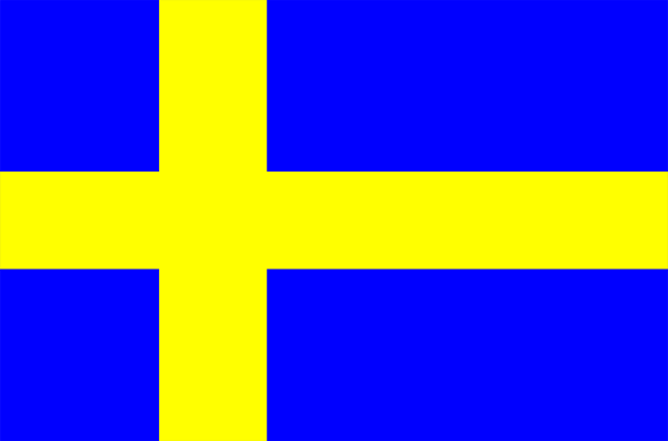 The image shows a blue flag with yellow stripes on it against a gray background.