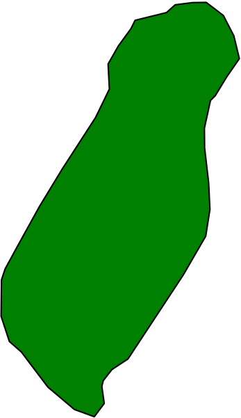The image shows a green outline of an object that resembles a stylized maple leaf shape with no interior details visible within it against a grey background.