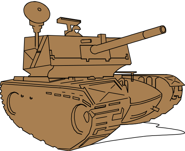 The image shows a tank with two visible turrets on top of it; there is no text present within this clip-art illustration.