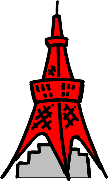The image shows a red Eiffel Tower with white stars on it against a black background.