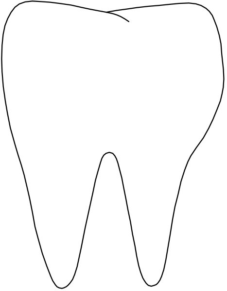 The image shows a white tooth with an open mouth against a black background.