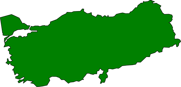 The image shows a stylized map of Romania with its capital Bucharest highlighted by green coloring on it.