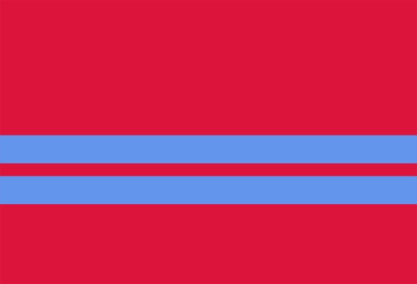 The image shows a red horizontal line with blue vertical lines on either side of it against a gray background.