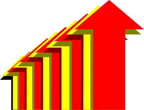 The image shows a graph with an arrow pointing upwards on it against a dark background.