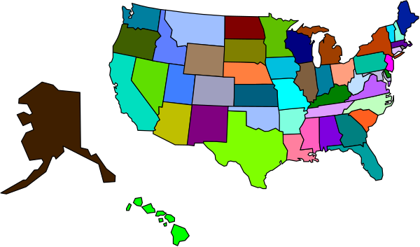 The map shows a stylized representation of the United States with each state labeled differently from what is typically seen on standard maps; it appears to be an artistic interpretation rather than geographically accurate mapping.