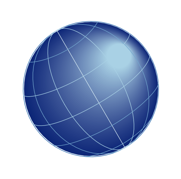The image shows a stylized globe with lines connecting different parts of it against a dark background.