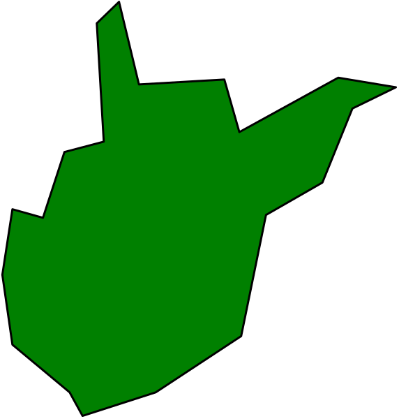 The image shows a green silhouette of an object that resembles a car on top left corner with another similar shape in white color below it to its right side.