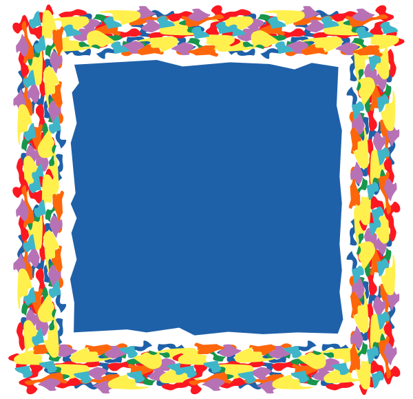 The image shows a colorful frame with an empty space inside it against a dark background.