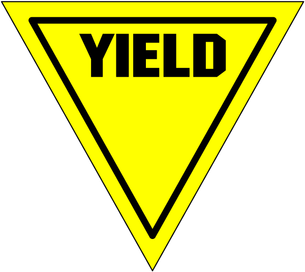 The image shows a simple black triangle with yellow borders on top of each other against a dark background.