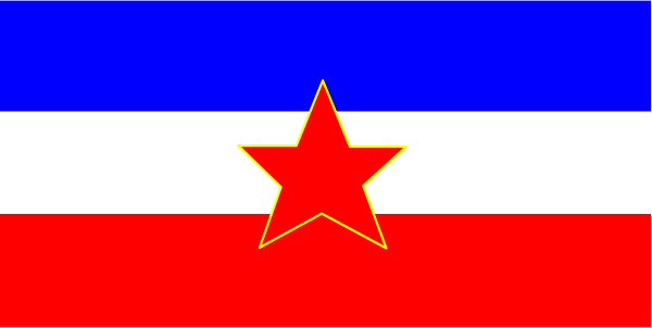 The flag of Russia with a red star on it against a blue background.