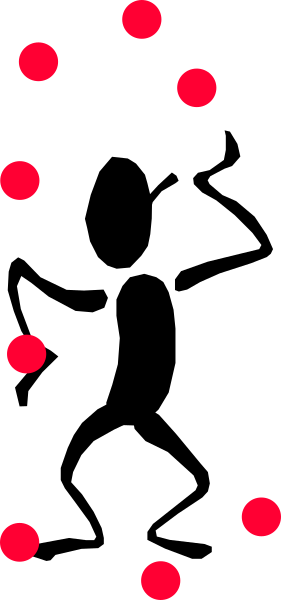 The image shows a black background with red dots arranged vertically down its center.