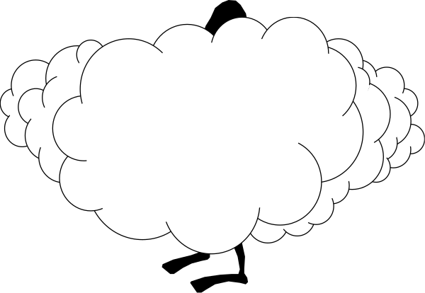 The image shows a black and white illustration of two clouds with an empty space between them against a dark background.