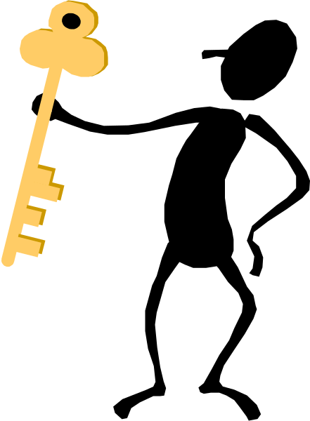 The image shows a key with two keys inserted into it against a black background on the left side of an otherwise blank screen.