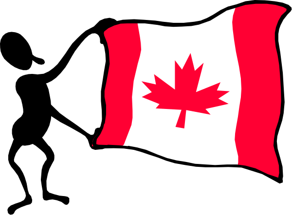 The flag of Canada with a black background on either side.