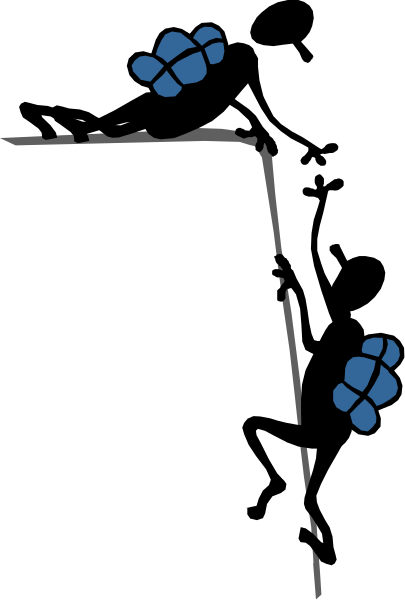 The image shows a black background with two blue footprints on it.