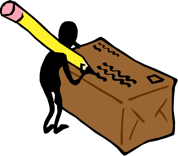The image shows a brown cardboard box with an open flap on top of it against a black background.