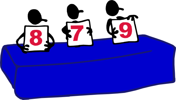 The image shows a blue table with three white signs on it displaying numbers: 879 at top left corner; 1024 in center right; and 635 below that. There is also an empty chair visible behind the signboard, suggesting this could be part of some sort of event or gathering where people might sit to view these displayed signs. The background appears dark with a hint of blue coloring at bottom left corner which may indicate another object in the scene but it's not clear enough from this angle and distance.