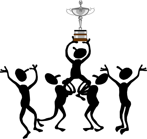 The image shows a trophy with two handles on top of it placed against a black background; there is no other content in this small clip-art picture.